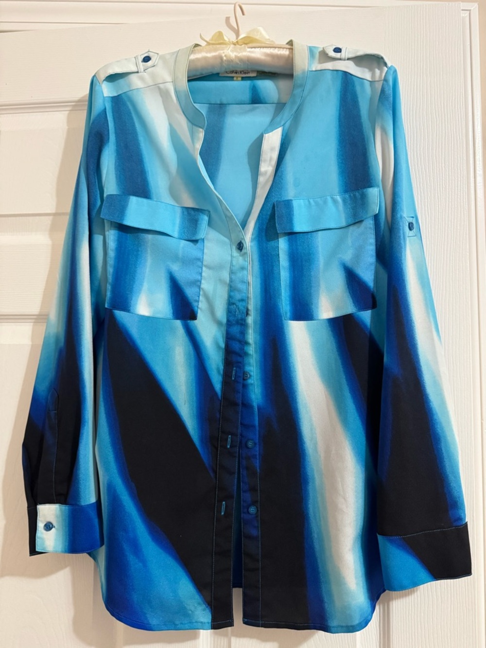 Calvin Klein Blue Ombre Button-Up Blouse